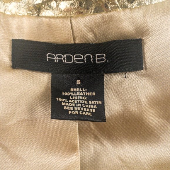 Vintage 90s S Real Leather Gold Croc Print Coat - Picture 9 of 10